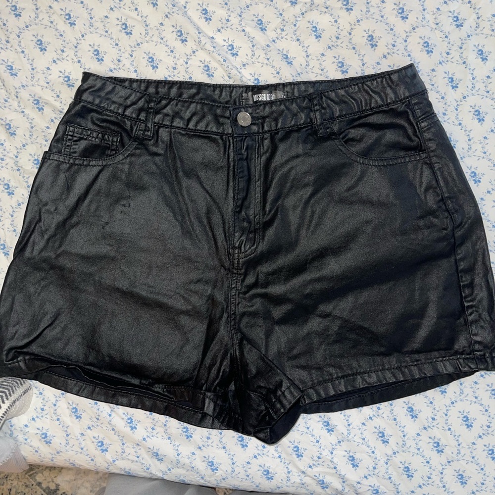 Missguided faux leather shorts